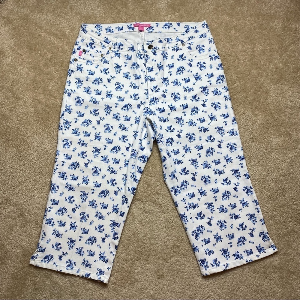 Woman Within White Floral Capris Size 14W